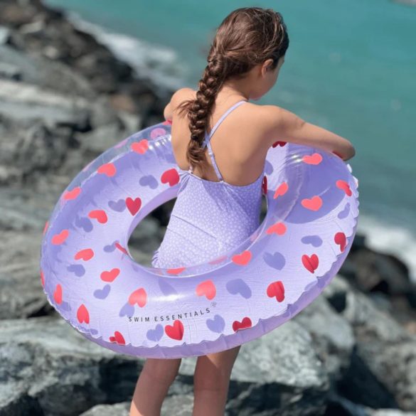 Swim Essentials gyerek úszógumi 90 cm - Lila Heart Transparent