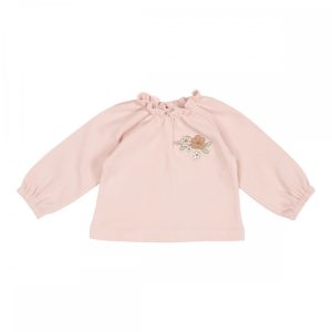 Little Dutch hosszú ujjú felső hímzéssel soft pink 62