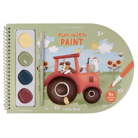 Little Dutch kifestő könyv 4 színű festékkel és ecsettel - Little Farm